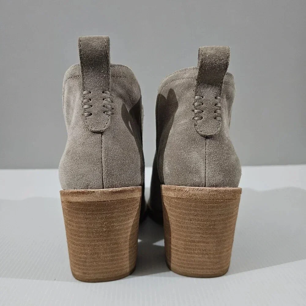 Jeffrey Campbell Rosee Ankle Boot Womens 10 Taupe Suede Western Block Heel NEW